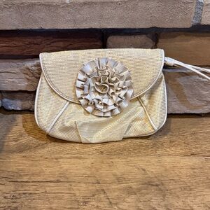 Loeffler Randall for Target Cream and gold Floral Accent Wristlet Clutch